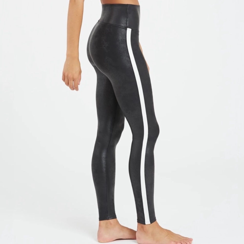SPANX Faux Leather Side Stripe Leggings